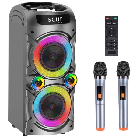 Głośnik Bluetooth TYOTY 100W Pilot 2 Mikrofony Karaoke LED AUX USB