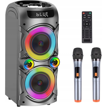 Głośnik Bluetooth TYOTY 100W Pilot 2 Mikrofony Karaoke LED AUX USB