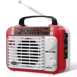Audiocrazy Przenośne radio z anteną teleskopową Audiocrazy czerwono białe