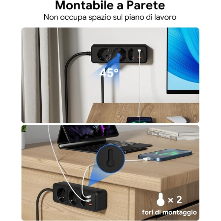Listwa WENTONG EU 2 USB-C USB DC 1.5m 2500W 10A R25