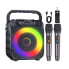 Głośnik do karaoke K9-M czarna akumulatorowa z 2 mikrofonami Bluetooth