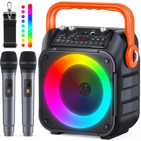 Głośnik do karaoke K9-M czarna akumulatorowa z 2 mikrofonami Bluetooth