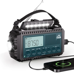 Wielofunkcyjne radio solarne CR1009 Ultra z korbką latarką