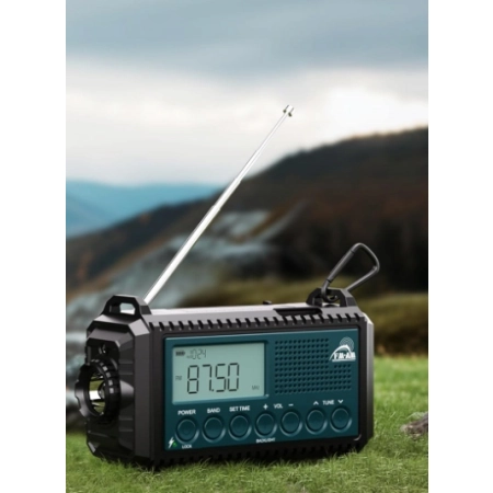 Wielofunkcyjne radio solarne CR1009 Ultra z korbką latarką
