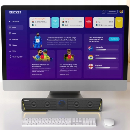 Głośniki Desktopowe PC Jeecoo A40 USB Bluetooth Dźwięk Stereo Diody LED
