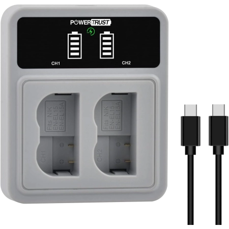 Baterie Nikon EN-EL15C z szybka ladowarka Dual-USB C 2600 mAh 2 sztuki