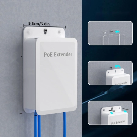 Przedłużacz PoE 1 do 4 IP66 250m 802.3af/at/bt 90W Input 60W Output