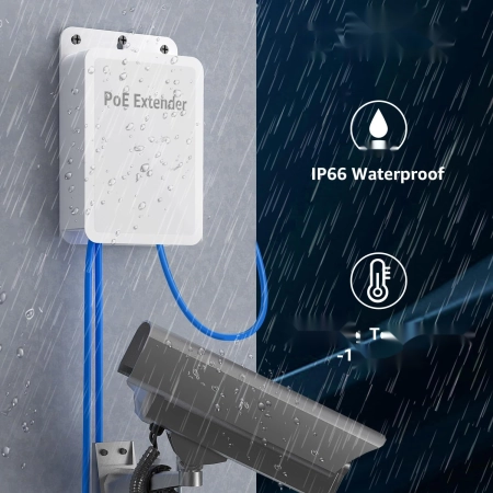 Przedłużacz PoE 1 do 4 IP66 250m 802.3af/at/bt 90W Input 60W Output
