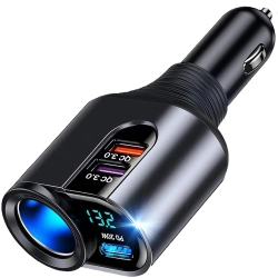 ROZDZIELACZ ZAPALNICZKI ŁADOWARKA 2x USB +USB-C C PD SZYBKA