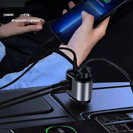 ROZDZIELACZ ZAPALNICZKI ŁADOWARKA 2x USB +USB-C C PD SZYBKA