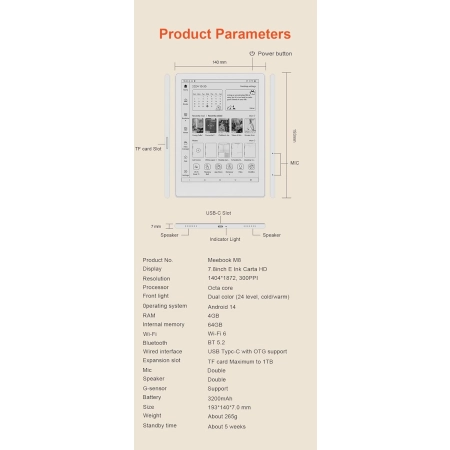 Meebook M8C czytnik e-booków 7,8