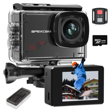 Kamera Sportowa Apexcam M80 4K60FPS, 64 MP, Wi-Fi, 40 m Wodoszczelna