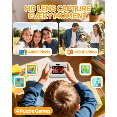 CalineGam Aparat dla dzieci 48MP + drukarka | 32GB + Papier