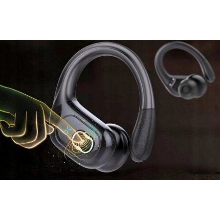 SŁUCHAWKI BEZPRZEWODOWE STECEi HD65 BLUETOOTH 5.3 SPORTOWE TWS LED CZARNE