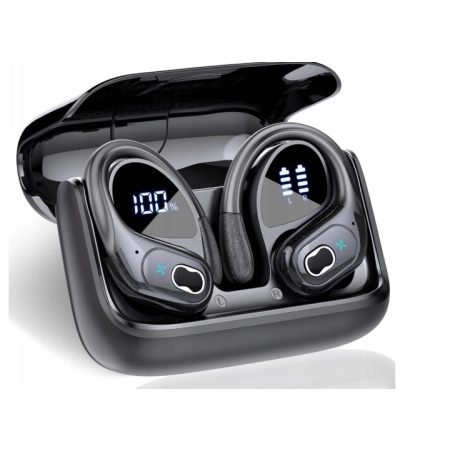 SŁUCHAWKI BEZPRZEWODOWE STECEi HD65 BLUETOOTH 5.3 SPORTOWE TWS LED CZARNE