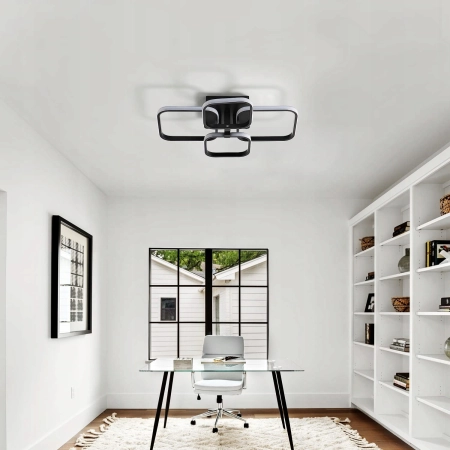 LAMPA SUFITOWA OKRĄGŁA LED 3 RING WISZĄCA ŻYRANDOL NOWOCZESNY CZARNY SALON