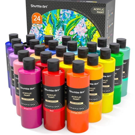 Zestaw farb akrylowych Shuttle Art 24 kolory 250 ml wysoka pigmentacja