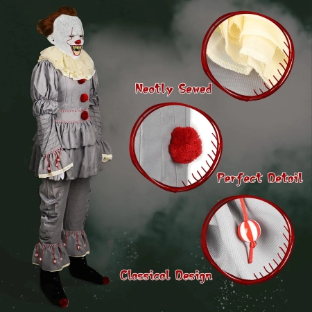 Kostium Yearsahrk Pennywise Horror Clown dla dorosłych rekwizyt