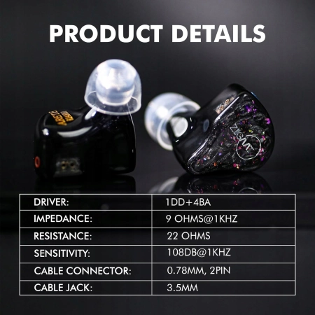 Linsoul ZiiGaat x Fresh Reviews Arete słuchawki douszne 1DD+4BA IEM