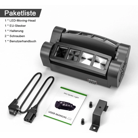 Oświetlenie Imprezowe UKing Spider Moving Head LED RGBW 8x10W DMX512 G3350