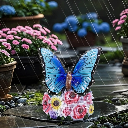 Figurka Świecznik Motyl Dekoracja Posążek Motyl Solarny Led do Ogrodu