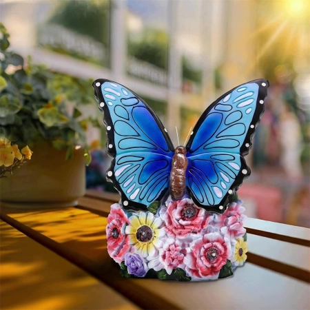 Figurka Świecznik Motyl Dekoracja Posążek Motyl Solarny Led do Ogrodu