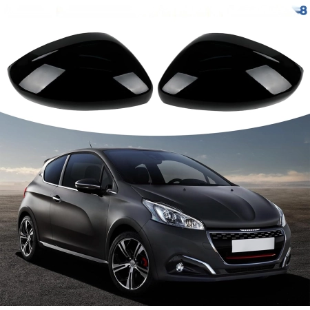 Nakładki Peugeot 208 czarne na lusterka 2012-2019 osłony boczne 2szt