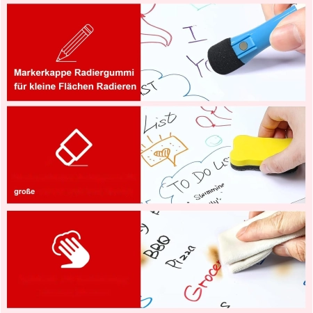 TABLICA MAGNETYCZNA A4 SUCHOŚCIERALNA Z MARKERAMI NA LODÓWKĘ 2szt