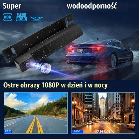 Kamera Cofania URVOLAX Słoneczna 1080P Wodoodporna IP69K Z Akumulatorem