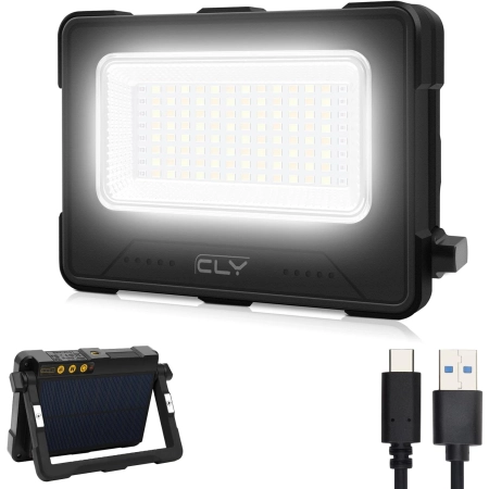 Naświetlacz budowlany CLV LED akumulatorowy solarny 12000 mAh czarny