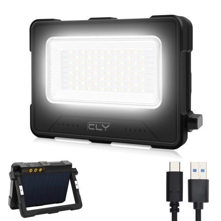 Naświetlacz budowlany CLV LED akumulatorowy solarny 12000 mAh czarny