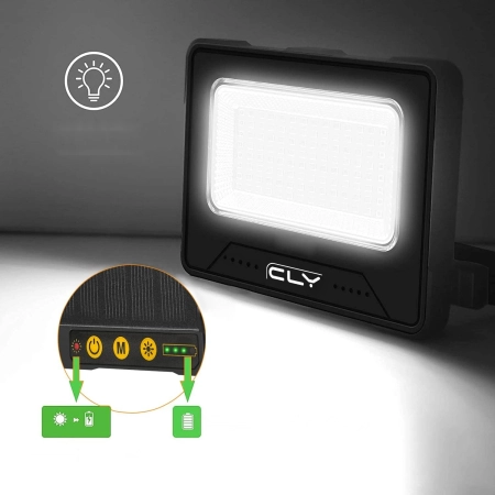 Naświetlacz budowlany CLV LED akumulatorowy solarny 12000 mAh czarny