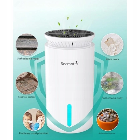 Osuszacz Powietrza Secmote Dehumidifier 800ml/dobę – do Łazienki, Sypialni