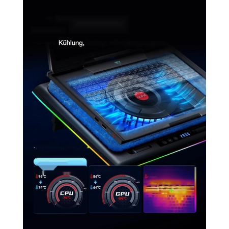 Podkładka chłodząca llano V12 RGB laptop 15-19″ z turbo wentylatorem USB