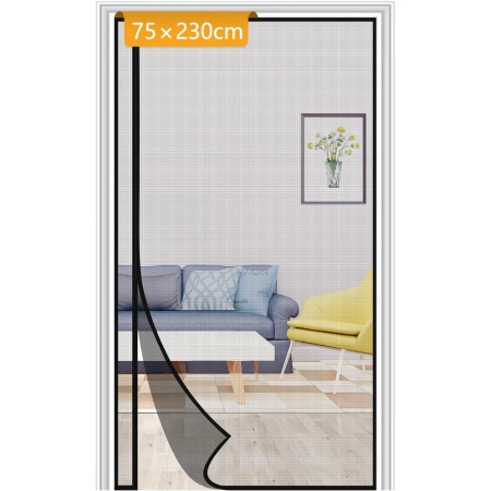 Moskitiera Yotache Magnetyczna czarna 75x230 cm na drzwi balkonowe