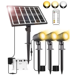 CLY Zestaw 3x Reflektor SOLARNY Ogrodowy LED Wbijany Lampa Solarna