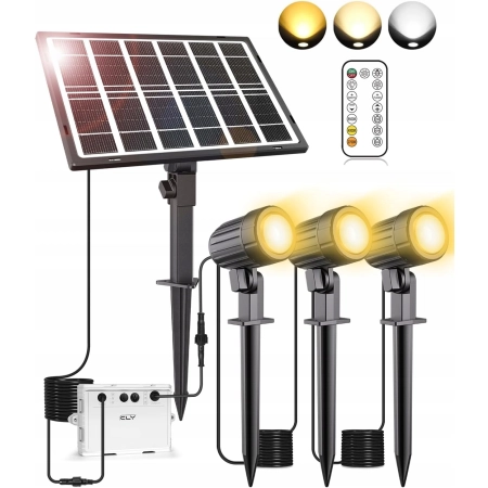 CLY Zestaw 3x Reflektor SOLARNY Ogrodowy LED Wbijany Lampa Solarna