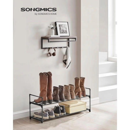 Regał na buty Songmics metalowy czarny 2 poziomy 116x30x34 cm