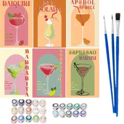 Koktajl do malowania  Cocktails Set 20x30 cm płótno z pędzlami