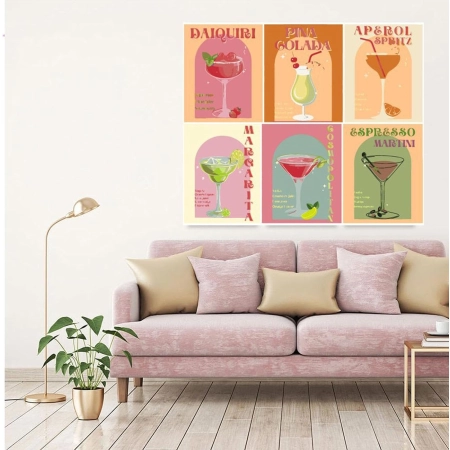 Koktajl do malowania  Cocktails Set 20x30 cm płótno z pędzlami