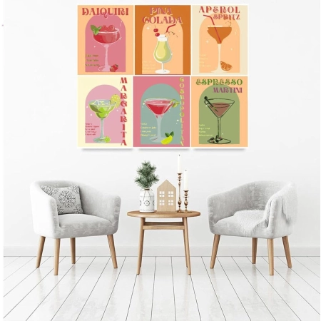 Koktajl do malowania  Cocktails Set 20x30 cm płótno z pędzlami