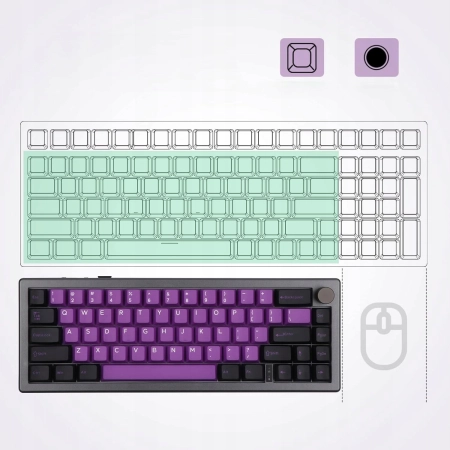 EPOMAKER EK68 Klawiatura Mechaniczna 65% Bluetooth 2.4GHz USB-C Fioletowa