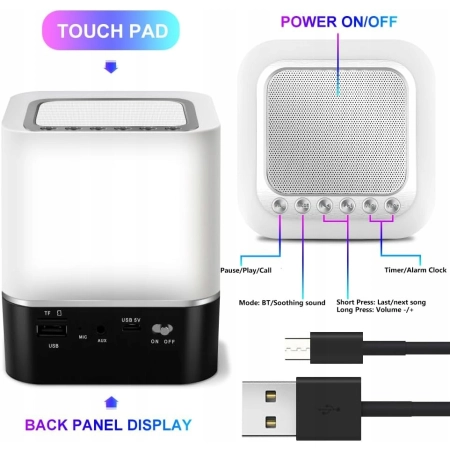 Lampka Nocna Głośnik Bluetooth, Budzik bluetooth