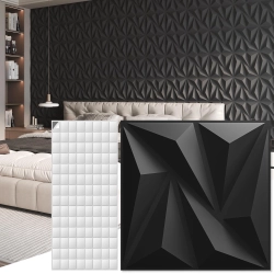 Panele ścienne Art3d 3D czarne 30x30 cm 50 sztuk do dekoracji wnętrz