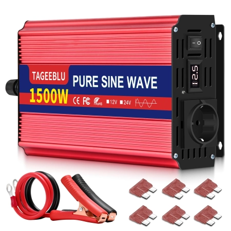 TAGEEBLU Czysty Falownik przetwornica napięcia 12V 4000W z 2 gniazdami AC