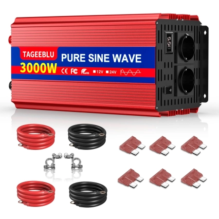 PRZETWORNICA NAPIĘCIA TAGEEBLU 24 V O MOCY 3000 W 2 GNIAZDKA, WYŚWIETLACZ
