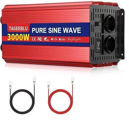 PRZETWORNICA NAPIĘCIA TAGEEBLU 24 V O MOCY 3000 W 2 GNIAZDKA, WYŚWIETLACZ