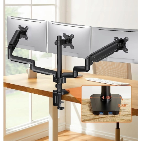 Uchwyt do monitora biurkowego ErGear EGTS5B do 3 ekranów od 13-27'', do 8kg
