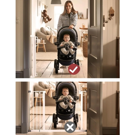 MOMCOZY BRAMKA ZABEZPIECZAJĄCA DO DRZWI NA SCHODY ROLETA 140CM Biała