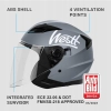 WESTT Jet kask motocyklowy, I kask na skuter z podwójnym wizjerem 57-58 cm